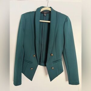 Forever 21 Teal Structured Blazer - Gold Button Detail - Size S